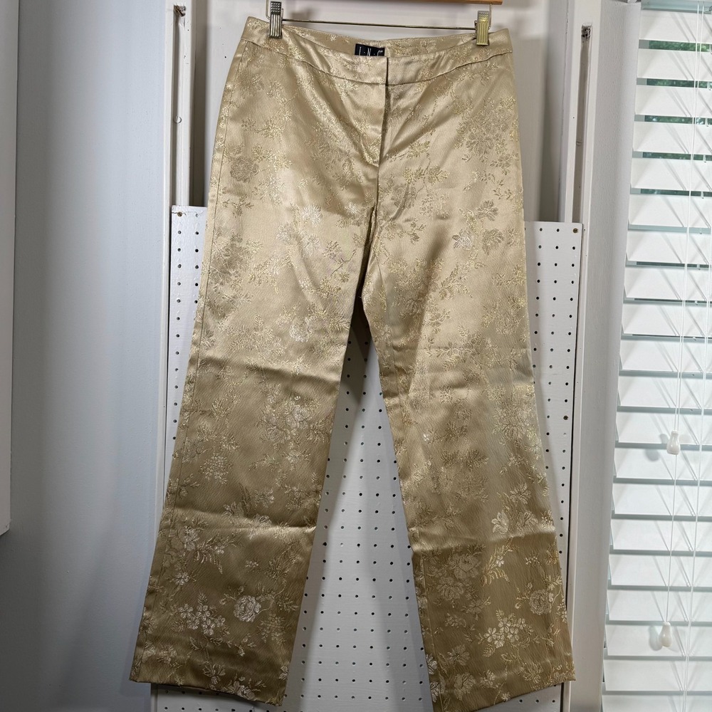 I.N.C International Concepts Wide Leg Trousers Womens Champagne Floral Pants - 6
